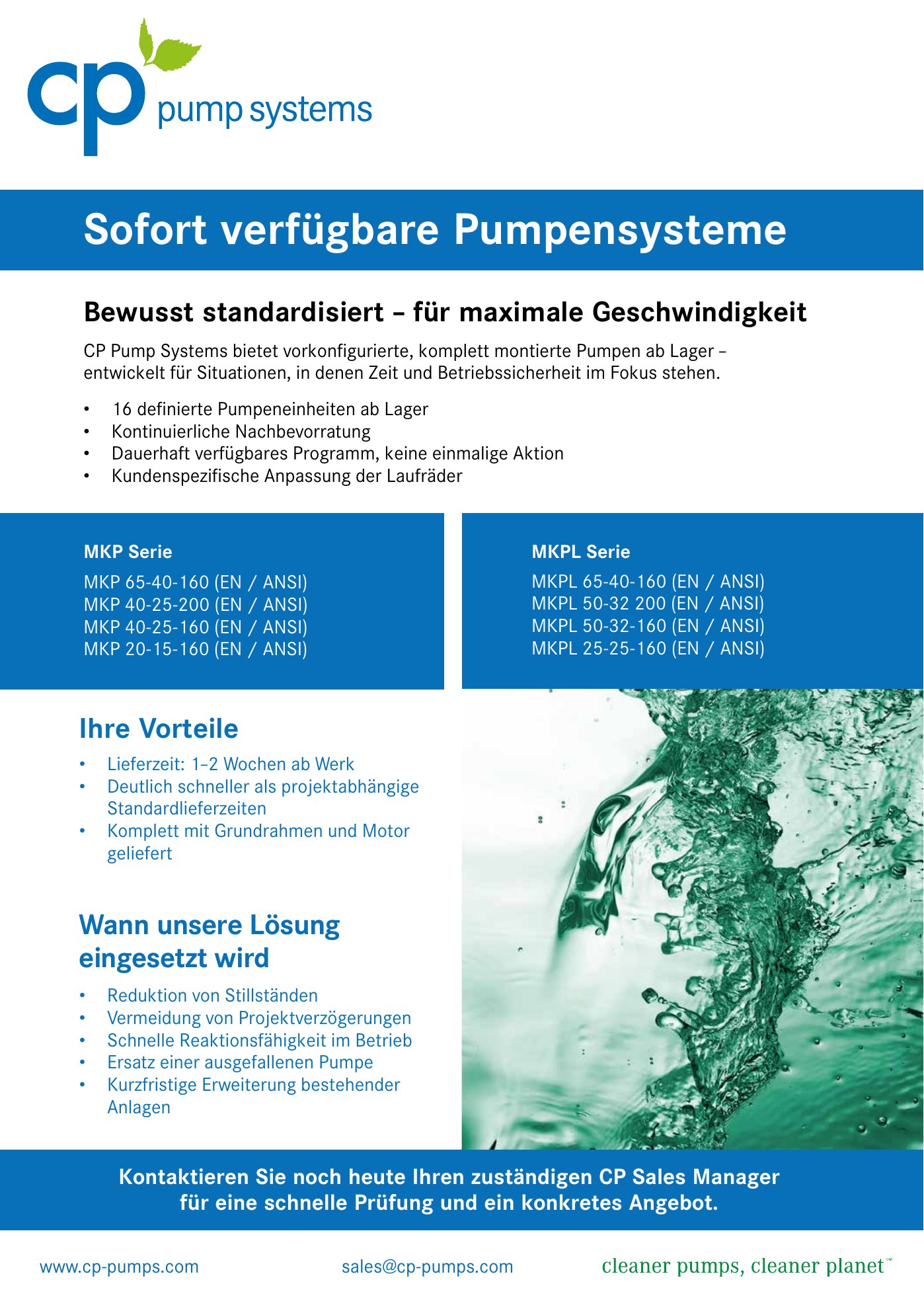 Sofort verfügbare Pumpensysteme