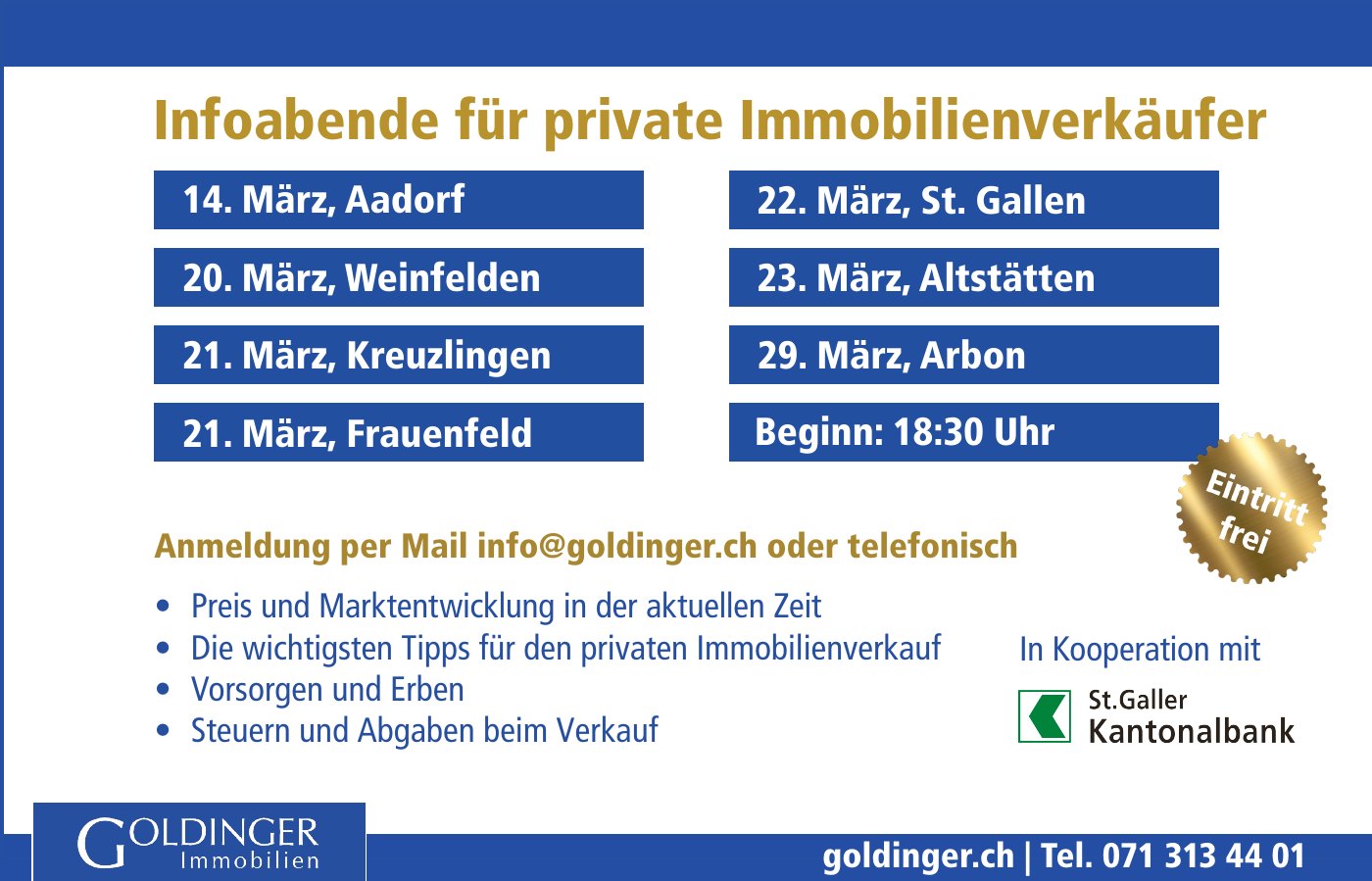 Infoabende in Regionalzeitungen