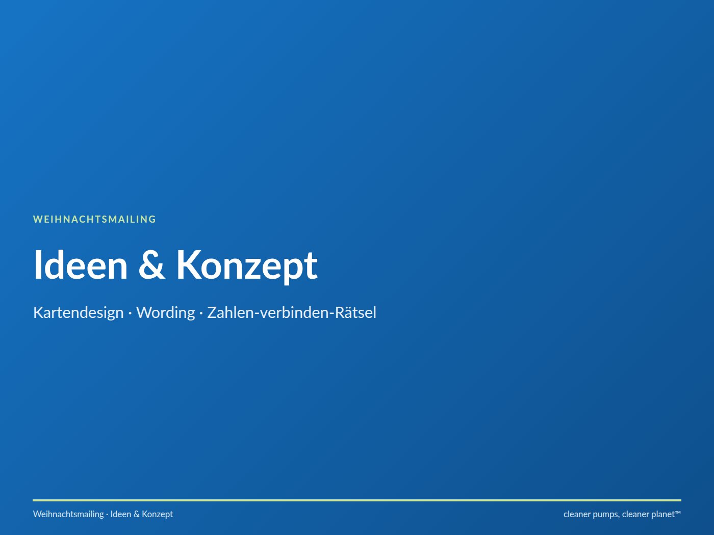 Titelseite der Konzept-Präsentation Weihnachtsmailing